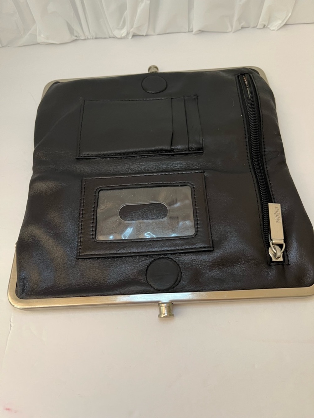 HOBO Black Leather Frame Clutch with Silver Trim - Picture 3 of 14